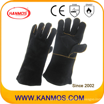 Black Genuine Cowhide Leather Industrial Hand Safety Welding Work Glove (111033)